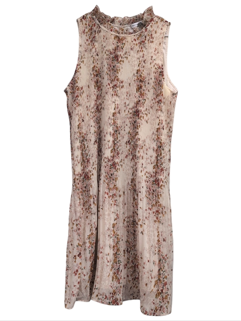 Maison‎ d'Amelie Paris Floral Sleeveless Pleated S Sleeveless Pleated Sheer M